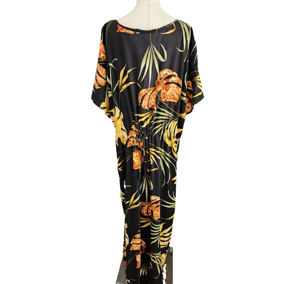 VINTAGE Hawaiian Moon Muumuu 4XL Tropical Palm Button front Maxi Dress 55"L - Picture 2 of 9
